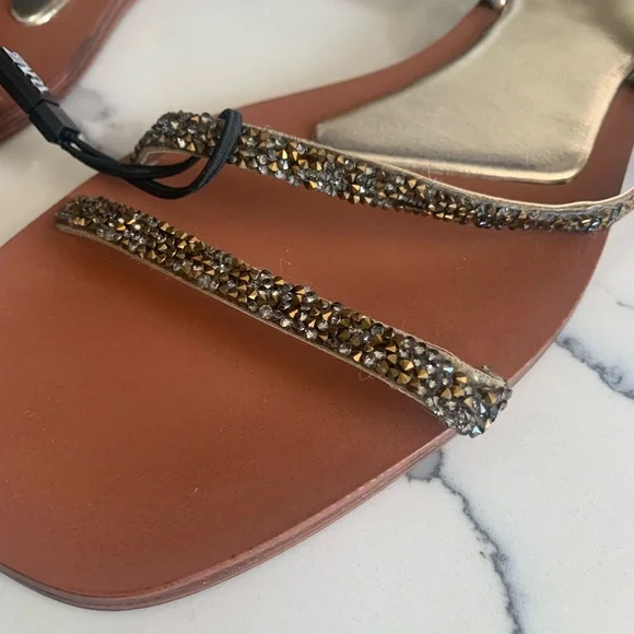 Zara Shoes Zara Crystal Sling Back Sandals Poshmark